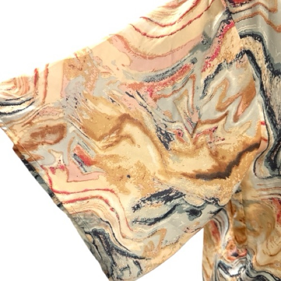 Lovestitch Marble Print Tie-Front Blouse - Picture 6 of 8